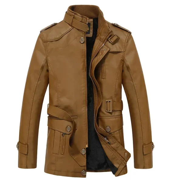 Nuove giacche in pelle da uomo autunno Casual moto PU giacca Biker cappotti in pelle abbigliamento di marca giacche lunghe in pelle da uomo in pile 3