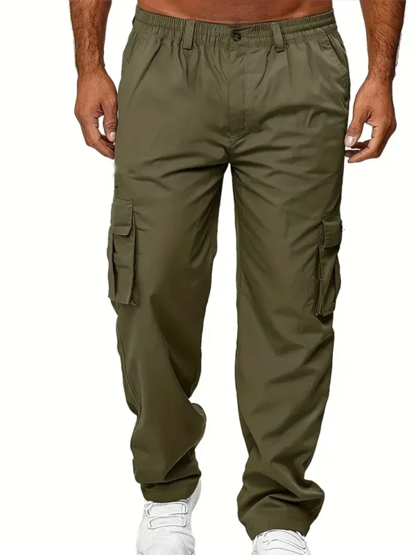 Pantaloni cargo da uomo Pantaloni sportivi Pantaloni lunghi dritti larghi da esterno Pantaloni maschili da lavoro durevoli multitasche casual estivi 4