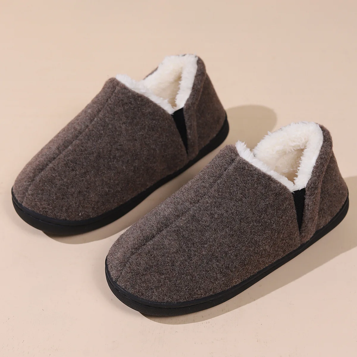 Bebealy Pantofole invernali da uomo Pantofole da uomo antiscivolo da esterno Moda Casual Pantofole soffici calde Scarpe piatte da uomo in peluche per interni 1