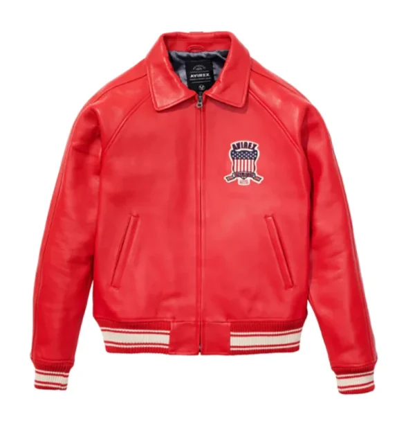 Giacca college da uomo in vera pelle AVIREX Us plus size Giacche ricamate in pelle di agnello europea spessa 4