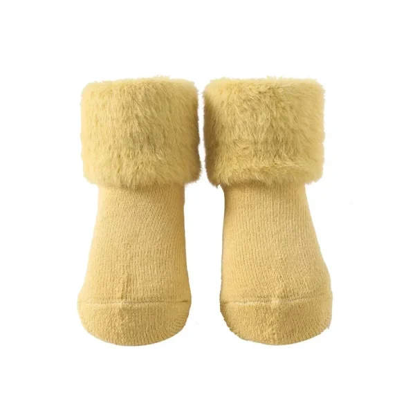 1 paio di calzini caldi per neonati semplicità calzino per polpaccio tinta unita per bambino ragazzo ragazza carino autunno inverno lana addensare calzino per bambini in cotone 5