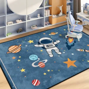 Tappetino per sedia da camera da letto astronauta Decorazione di cartoni animati Tappeto soffice in peluche per soggiorno Tappeti antiscivolo per sala giochi di grandi dimensioni lavabili 1