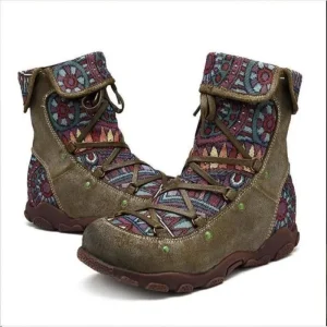 Scarpe da donna Stivali da donna autunno inverno Retro caldi per il tempo libero Stivaletti stringati Scarpe comode incrociate per scarpe basse da donna 1