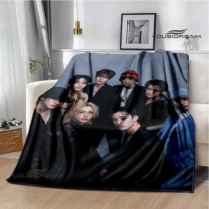 Coperta modello 3D KPOP S-Stray-K-Kids Coperta da picnic Coperte calde in flanella Fodere per letti per la casa Coperte per letti Regalo di compleanno 3