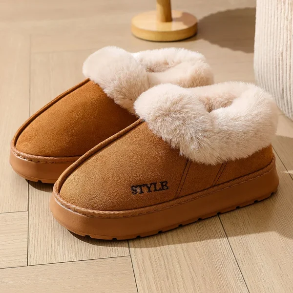 Nuovi stivali da neve con piattaforma per la casa da donna Scarpe di lana spesse e calde Scarpe da donna con stivaletti alla caviglia in velluto antiscivolo per esterni 5