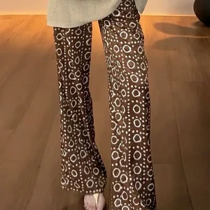 Elegant Floral Silky Wide-Leg Pants Women's Summer Lightweight Slimming Drape Casual Straight-Leg Quick-Dry Pants 1