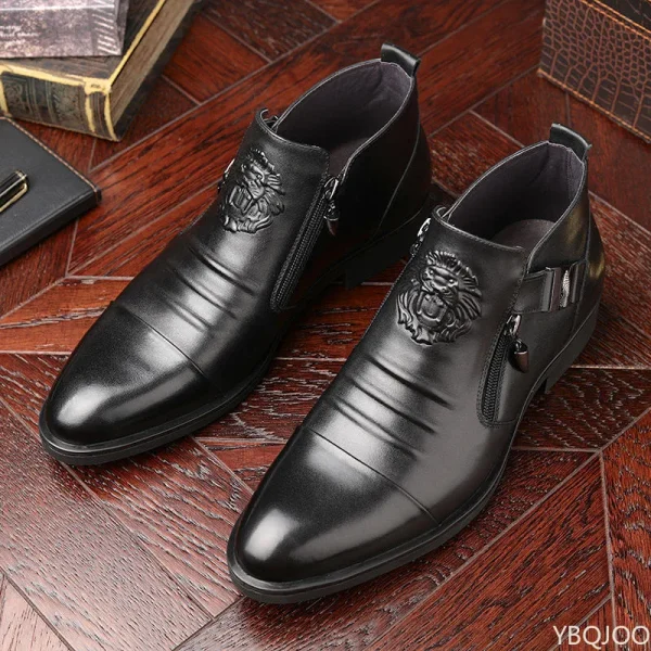 Stivali eleganti da uomo invernali Scarpe in pelle antiscivolo alla caviglia Stivali da cavaliere neri con zip britannica Stivaletti maschili con piattaforma punk a punta Botas 2