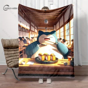 Coperta stampata Pokemon Snorlax per viaggi a casa Coperta morbida e confortevole per adulti e bambini Coperta calda per cartoni animati 1