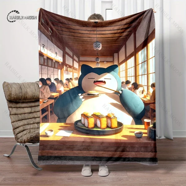 Coperta stampata Pokemon Snorlax per viaggi a casa Coperta morbida e confortevole per adulti e bambini Coperta calda per cartoni animati 1