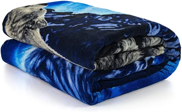 Wolves How ling Moon Super Soft Full Queen Size coperta in pile coperta in pile corallo per camera da letto coperta per pisolino Super Soft Cozy 3