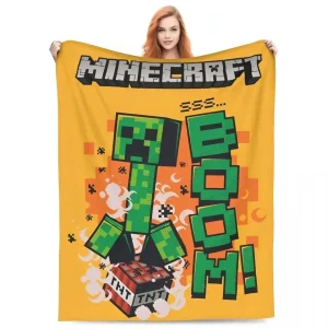 Cartoon Mines Pixel Game Crafts Coperta di flanella Coperta super calda per la decorazione domestica Copriletto decorativo di tendenza di strada 1