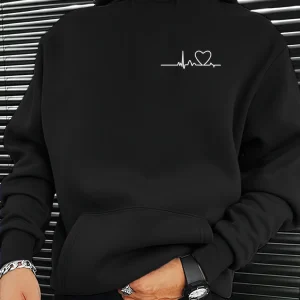 Felpa con cappuccio in cotone autunno e inverno con stampa grafica Heartbeat Heart Heart per uomo e donna, marchio di allenamento sportivo da strada all'aperto alla moda 1