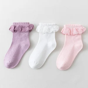 Primavera Autunno Cotone con volant Danza Bambino Calze corte alla caviglia Bambini Ragazze Carino Princsee bianco con volant Calzino in pizzo per bambino 1