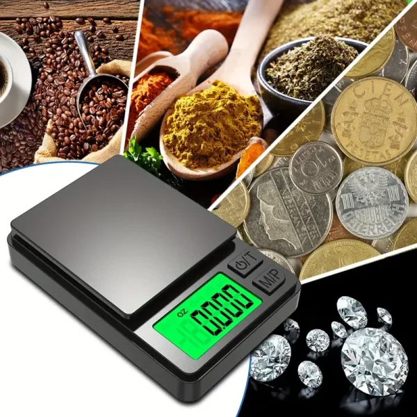 Bilancia tascabile di precisione 1000 g x 0,1 g - Bilancia digitale per grammi, alimenti, gioielli, once/grani con LCD retroilluminato - Mini bilancia da viaggio 2