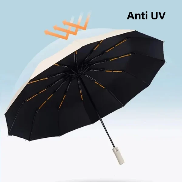 Ombrello pieghevole automatico a 24 ossa in tinta unita con protezione UV Ombrello durevole portatile leggero e casual per uomo e donna 4