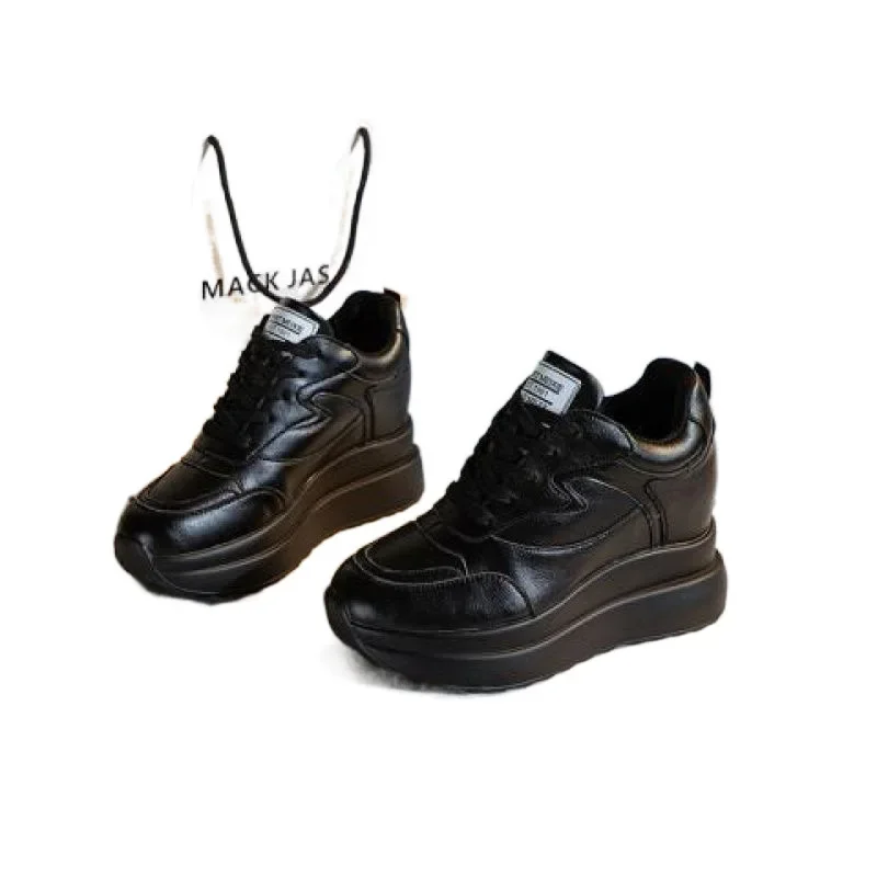 Scarpe da ginnastica bianche migliorate in cotone alla moda Scarpe da papà con altezza maggiorata da donna Scarpe AG con fondo spesso casual autunno inverno 4