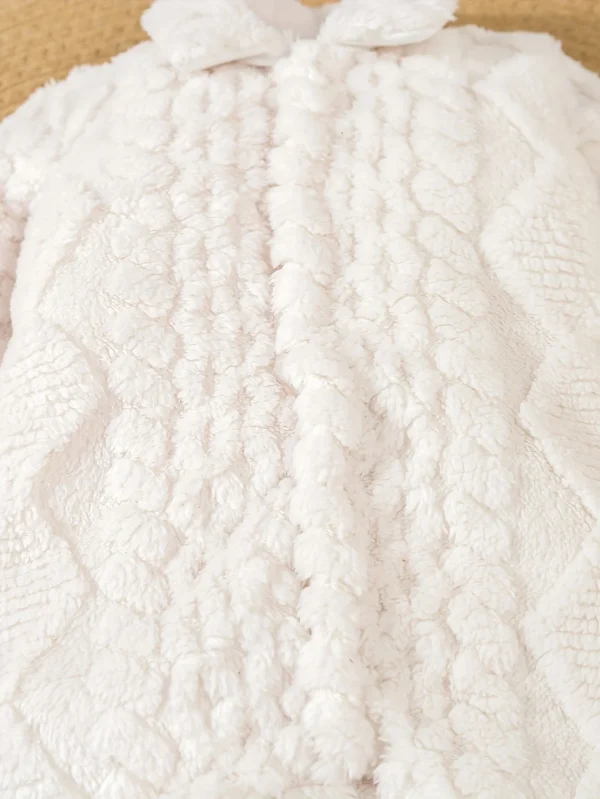 Baby Boy Autunno Inverno Pelliccia calda Risvolto Tutina bianca Neonata Jacquard Peluche Pantaloni a maniche lunghe Abbigliamento Carino Confortevole Morbido 4