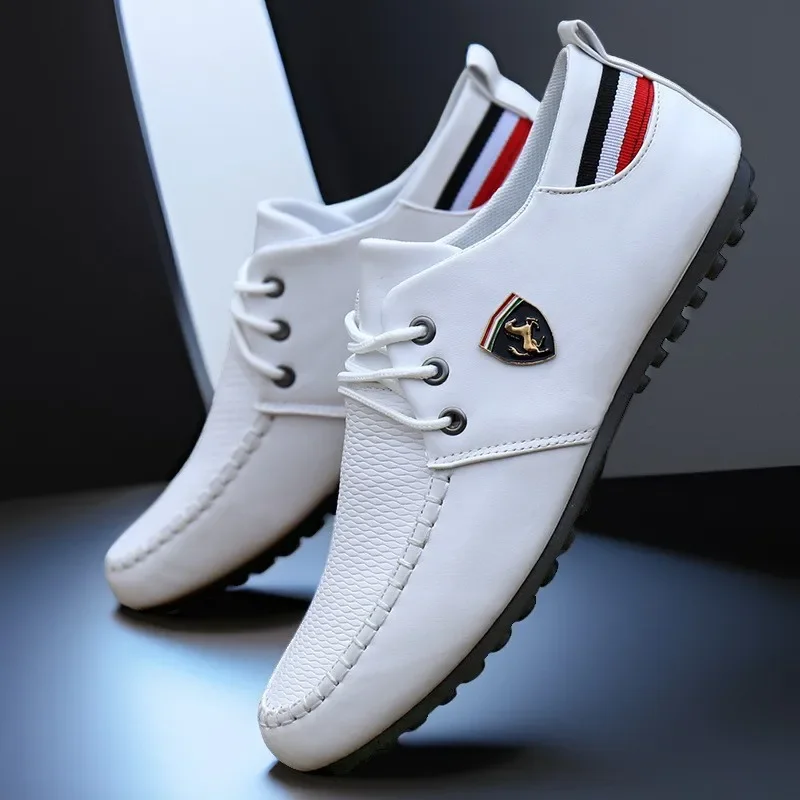 Mocassini da uomo firmati Moda comode scarpe vulcanizzate piatte Outdoor Uomo traspirante Casual Scarpe in pelle con suola morbida Zapatos 5