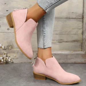 Stivali da donna Autunno Stivaletti con tacco spesso in pelle scamosciata a punta Donna Plus Size 43 Stivaletti con tacco con cerniera Botas De Mujer 2023 1
