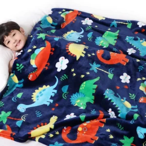 Coperta da cartone animato caldo dinosauro Coperta da letto in flanella Divano da viaggio Campeggio Coperte in peluche super morbide e accoglienti Coperta con stampa di animali per tutte le stagioni 1