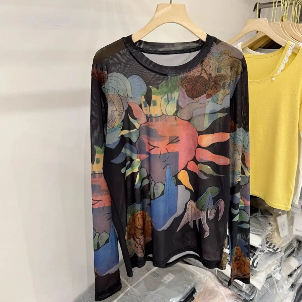 Stile europeo Stampa Tie-Dye Pizzo Moda Protezione solare Estate da donna Nuova camicia con copertura ampia Top leggero 2