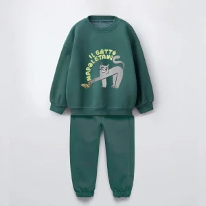 Felpe carine 2025 Primavera Autunno Vestiti Cartoon Stampato Top + Pantaloni Tute a maniche lunghe Felpe semplici Abbigliamento per bambini 1