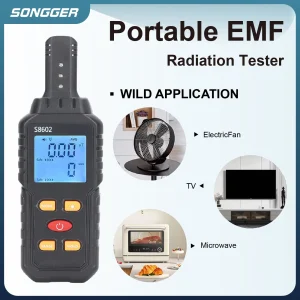 Rilevatore Portatile di Radiazioni Elettromagnetiche con Display LCD Misura Campo Elettrico e Magnetico Alta/Bassa Frequenza Allarme Acustico/Luminoso Batteria Ricaricabile 1