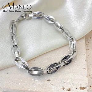 eManco Bracciale a catena per labbra retrò da uomo Bracciale a maglie in acciaio inossidabile impermeabile Rock Punk Jewelry Presa di fabbrica 1