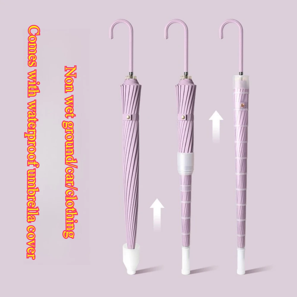 Ombrello giapponese a manico lungo Ombrello grande antivento a 16 ossa Ombrello universale Ombrello semiautomatico con copertura per ombrellone 2