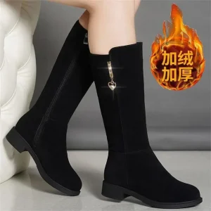 2024 nuove donne calde stivali da neve in peluche neve casual piatto tutto-fiammifero cotone moda cerniera laterale scarpe invernali stivale alto alla coscia nero 1