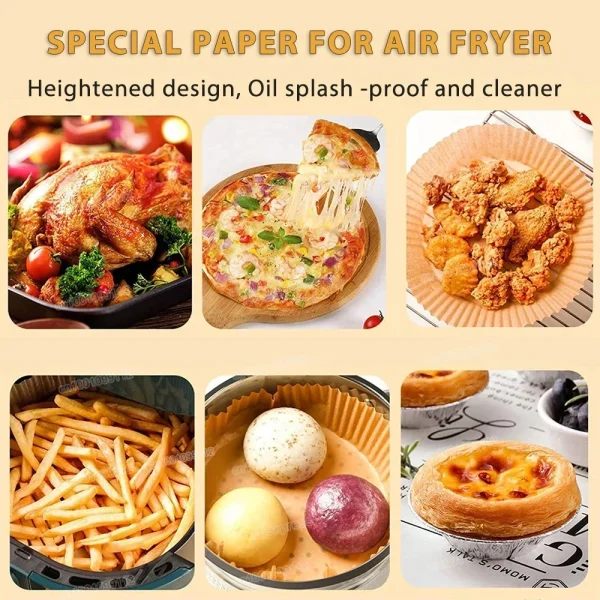 50/100 Pz Friggitrice Ad Aria Carta Usa E Getta Antiaderente Airfryer Carte Da Forno Rotonde Friggitrice Ad Aria Fodere di Carta Accessori Da Cucina di Carta 3
