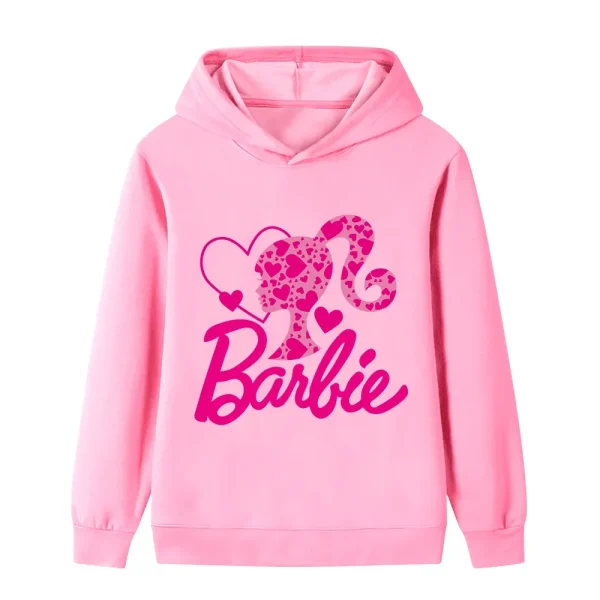 Felpe con cappuccio da esterno per bambini autunno creativo Barbie stampa moda felpe casual di alta qualità alla moda 2