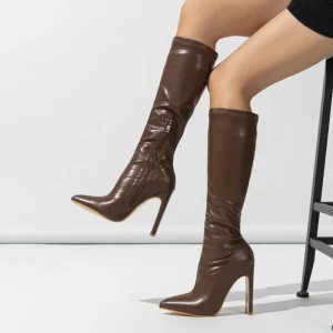 Inverno di Nuovo Modo Stivali Al Ginocchio Donne Punta A Punta Elegante Sottile Tacco Alto Casual Pompe Da Donna Scarpe Lunghe Botas Mujer 1