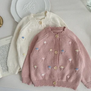Cardigan per neonate Giacca in maglia a maniche lunghe da principessa Cappotto maglione per ragazze carine Cardigan lavorato a maglia per neonati invernali Vestiti in maglia per bambini 1