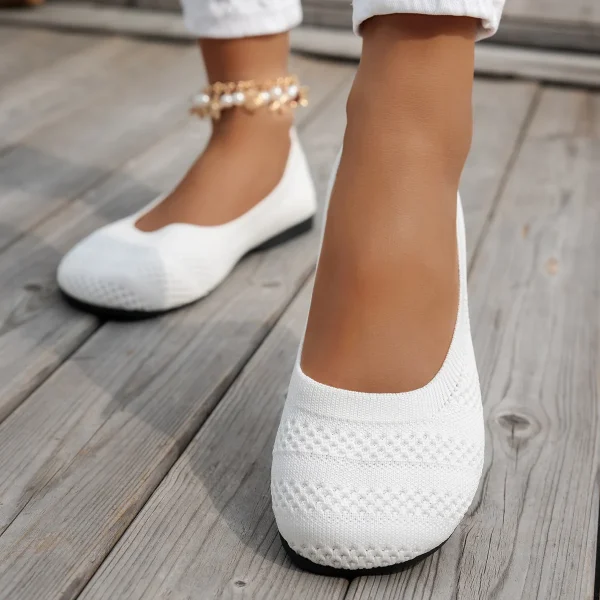 Comode scarpe a testa grande, scarpe piatte lavorate a maglia con punta tonda, scarpe singole da donna versatili in stile coreano 6