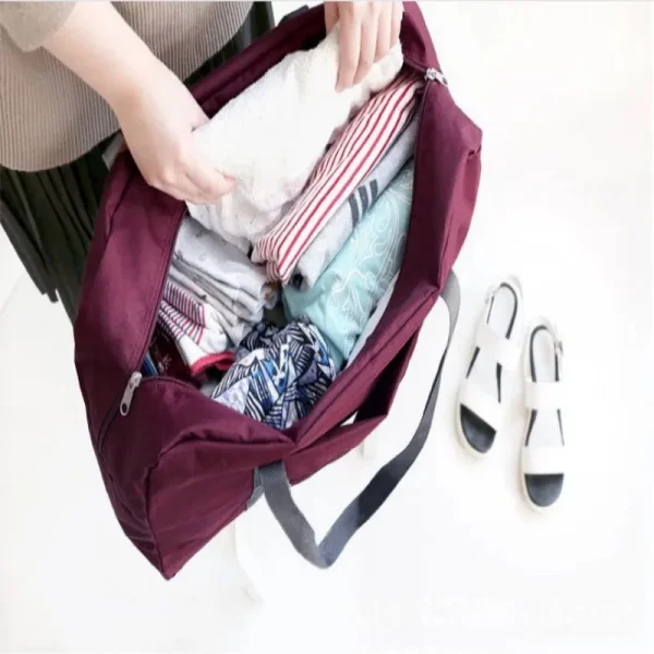 Borsone da viaggio pieghevole per borsa da trasporto per compagnia per donne e ragazze, leggero, di grande capacità, per sport, viaggio nel fine settimana durante la notte 4