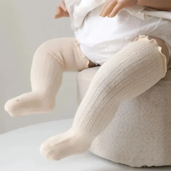 3 paia/lotto neonate calzini pizzo con volant in cotone solido lungo al ginocchio calzini per bambini neonato primavera bambini volant carino Socken 4