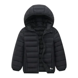 Piumino leggero per bambini Ragazzo Cappotti autunno inverno Ragazza per bambini Capispalla caldo con cappuccio Abbigliamento casual in cotone per adolescenti 6-14 anni 1