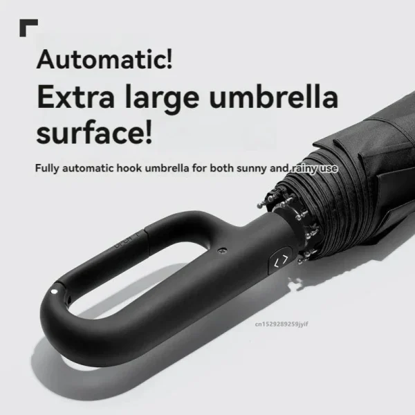 Ombrello automatico da uomo con design ad anello con fibbia, pieghevole, extra large, resistente, doppio ombrellone da DONNA 2