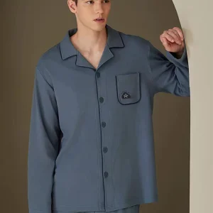 Pigiama da uomo a maniche lunghe primavera e autunno da uomo sottile gioventù sciolto vestiti per la casa abito a due pezzi 1