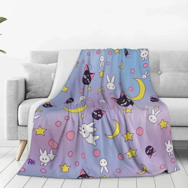 Coperta super morbida da viaggio per ufficio S-Sailor M-Moon Anime C Coperta da tiro Copriletto in flanella per camera da letto Novità Copridivano per divano letto 2