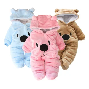 Vestiti invernali appena nati 2023 nuovo stile neonati maschi ragazze pagliaccetto cartone animato orso peluche carino tuta generale per bambini abbigliamento infantile 1