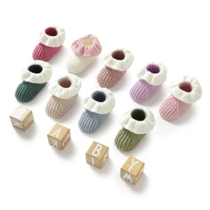 Scarpe per neonato Calzature per bambina per neonato lavorato a maglia 0-18M Moda Patchwork Ruffles Letto per bambini Stivali da passeggio Caldo autunno poco profondo 1