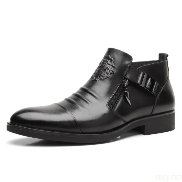 Stivali eleganti da uomo invernali Scarpe in pelle antiscivolo alla caviglia Stivali da cavaliere neri con zip britannica Stivaletti maschili con piattaforma punk a punta Botas 5