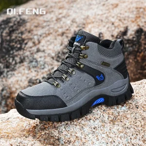Scarpe da trekking all'aperto autunno inverno uomo scarpe da trekking impermeabili stivali da montagna scarpe tattiche da caccia nei boschi in vera pelle 1