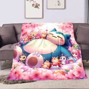 Coperta stampata Pokemon Snorlax per viaggi a casa Coperta morbida e confortevole per adulti e bambini Coperta calda per cartoni animati 1
