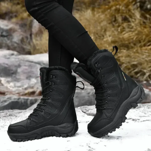 Stivali invernali donna Super Warm Plus Size 36-46 stivali da moto a metà polpaccio scarpe calde con plateau in peluche Zapatos Para Mujer 2