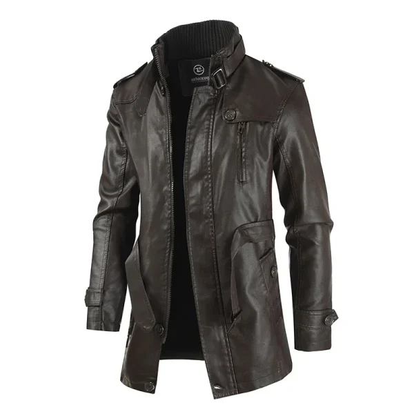 Biker Jaqueta Cappotto invernale da uomo in pile spesso lungo in pelle Capispalla da uomo Giacche vintage casual calde in pelle di moda 2