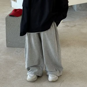 2025 autunno nuovo arrivo pantaloni sportivi casual traspiranti moda coreana pantaloni sportivi casual in tinta unita per 2-14 anni 1