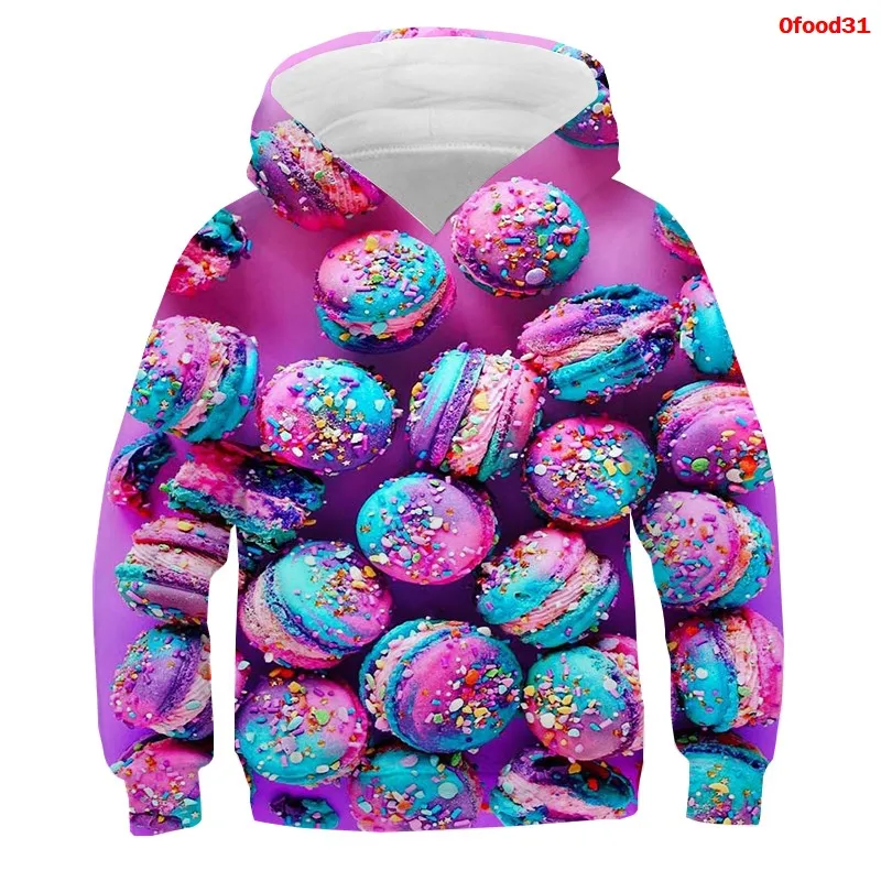 3D Stampa Divertente Cibo Magliette e camicette Candy Macaron Ragazze Ragazzi Felpe Con Cappuccio Per Bambini Felpe Adolescenti Vestiti 2021 Bambini Nutella Pullover 2